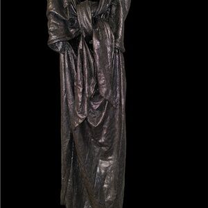 Elegant Metallic Sliver Strapless Dress With Bow